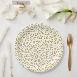 Gold Leopard, Gold Glitzer, Leopard Print Pappteller