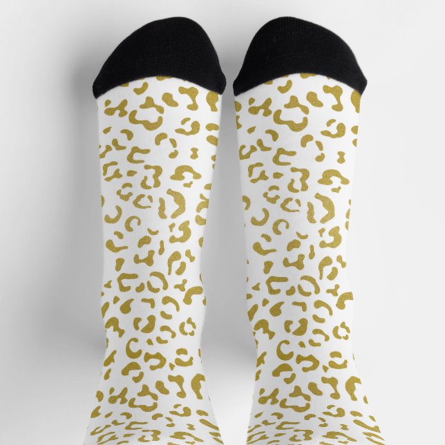 Gold Leopard, Gold Glitzer, Leopard Print Socken (Oben)