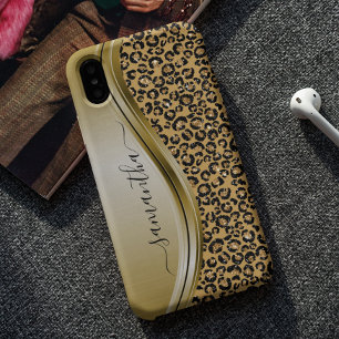 Gold Leopard Handgeschriebener Name Metal Case Mat Samsung Galaxy S10 Hülle