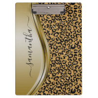 Gold Leopard Handgeschriebener Name Metal Monogram