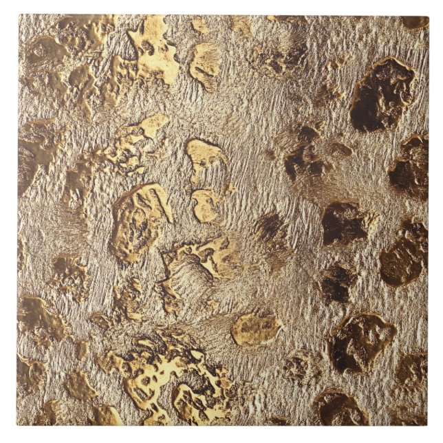 Gold Leopard Metallic Animal Spots Fliese (Vorderseite)
