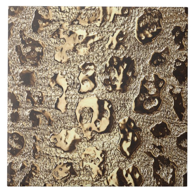 Gold Leopard Metallic Animal Spots Fliese (Vorderseite)