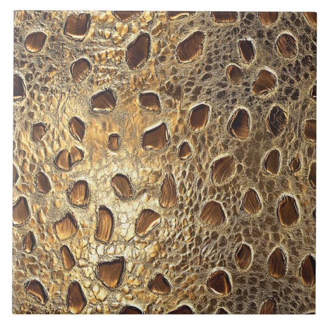 Gold Leopard Metallic Animal Spots Fliese (Vorderseite)