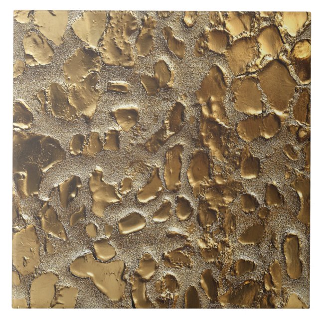 Gold Leopard Metallic Animal Spots Fliese (Vorderseite)
