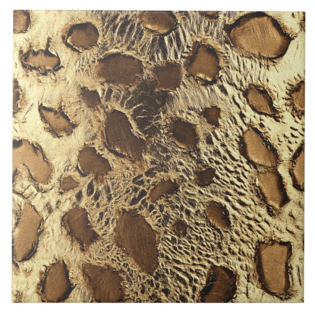Gold Leopard Metallic Tierflecken Fliese (Vorderseite)