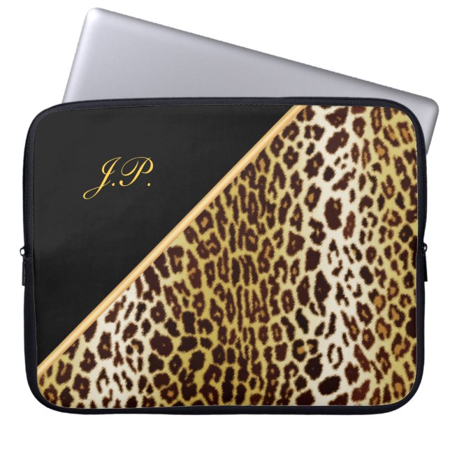 Gold Leopard Print, Black & Gold Notebook Sleeves (Vorderseite)