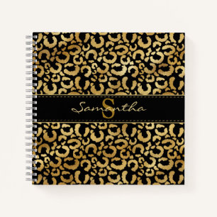 Gold Leopard Print Custom Spiral Notebook Notizbuch