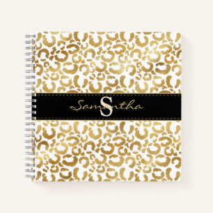 Gold Leopard Print Custom Spiral Notebook Notizbuch