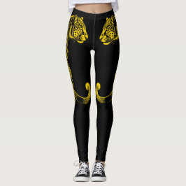 Gold Leopard Print Fun Safari Pattern Leggings