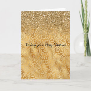 Gold Leopard Print Glam Glitzer Feiertagskarte