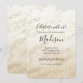 Gold Leopard Print Khaki Cream Beige Wasserfarbe Einladung