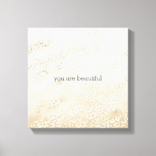 Gold Leopard Print Khaki Cream Beige Wasserfarbe Leinwanddruck