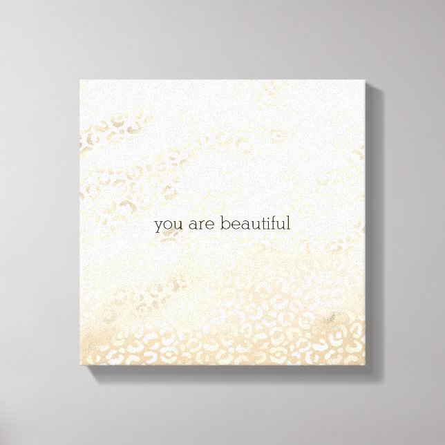 Gold Leopard Print Khaki Cream Beige Wasserfarbe Leinwanddruck (Vorderseite)