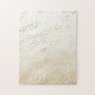 Gold Leopard Print Khaki Cream Beige Wasserfarbe Puzzle