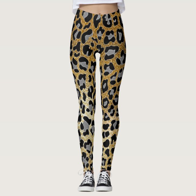 Gold Leopard Print Leggings  (Vorderseite)