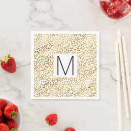 Gold Leopard Print Monogram Serviette