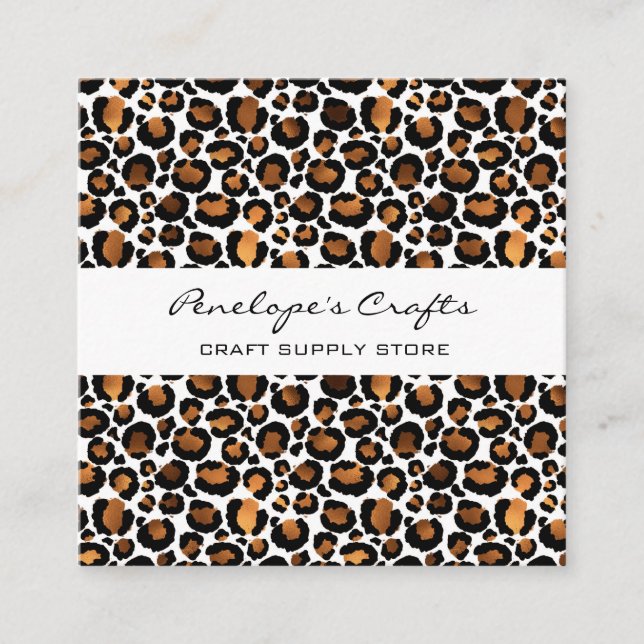 Gold Leopard Print Square Business Card Quadratische Visitenkarte (Vorderseite)