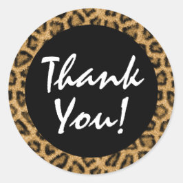 Gold Leopard Print Trendy Fur Muster Vielen Dank Runder Aufkleber