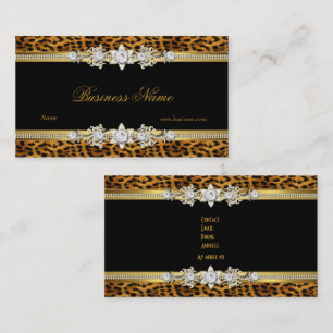 Gold Leopard Schwarz Diamant Juwel Look Bild Visitenkarte