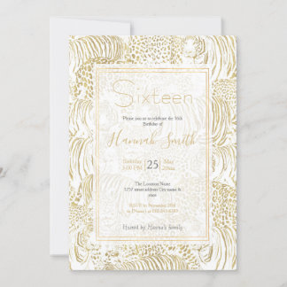 Gold Leopard Tiger Animals Einladung