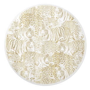Gold Leopard Tiger Animals Keramikknauf