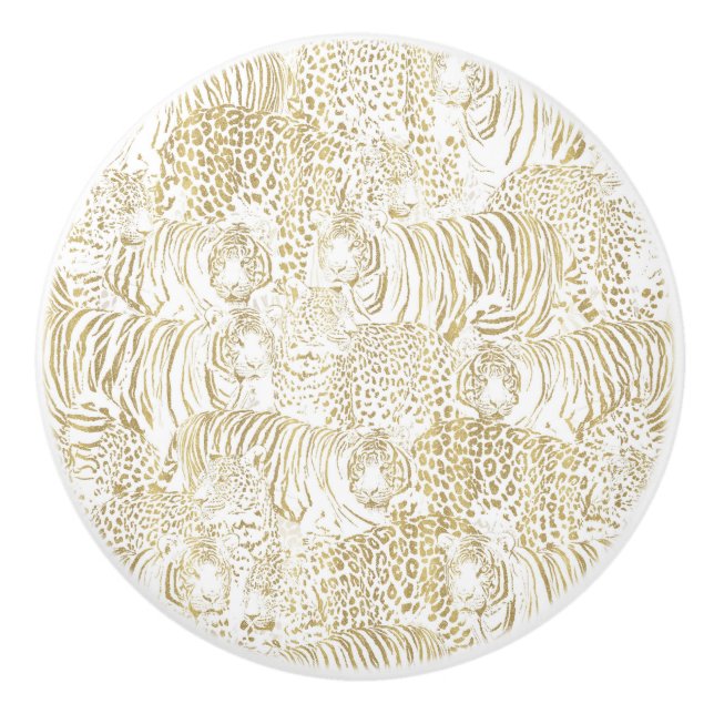 Gold Leopard Tiger Animals Keramikknauf (Vorderseite)