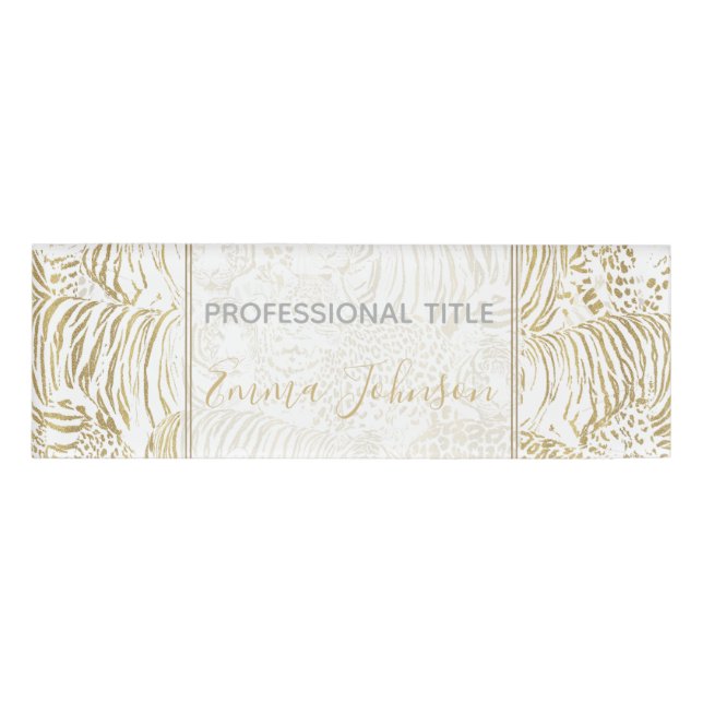 Gold Leopard Tiger Animals Namenschild (Vorderseite)