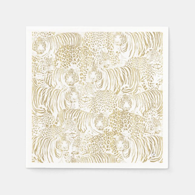 Gold Leopard Tiger Animals Serviette (Vorderseite)