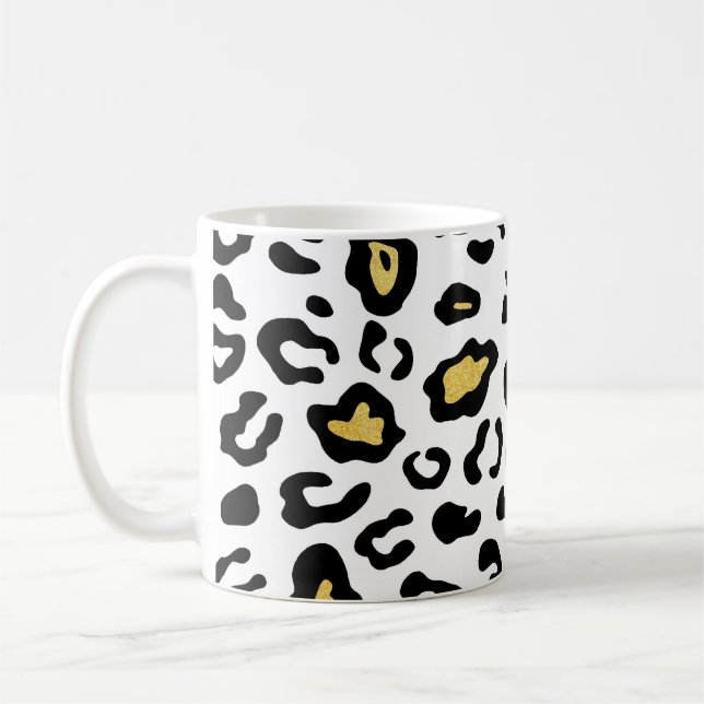 Gold Leopardenprint, nahtlos Muster. Kaffeetasse (Links)