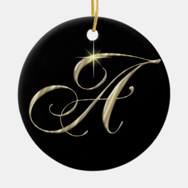 Gold Letter A Monogram, Initial Ornament Fan Pull (Vorne)