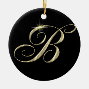 Gold Letter B Monogram, Initial Ornament Fan Pull