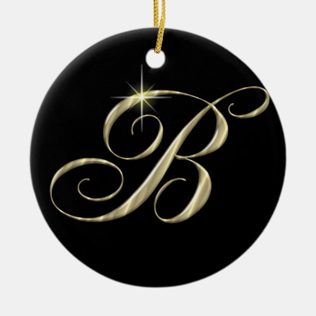 Gold Letter B Monogram, Initial Ornament Fan Pull (Vorne)