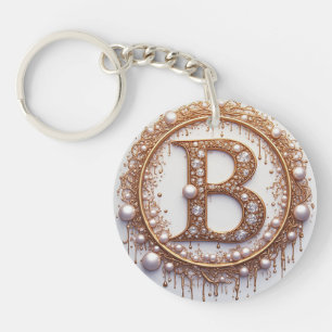 Gold Letter B Monogramm Perlen Schmuck Hochzeit  Schlüsselanhänger