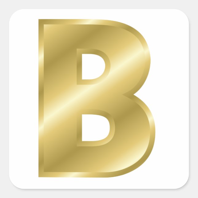 Gold Letter B Quadratischer Aufkleber (Vorderseite)