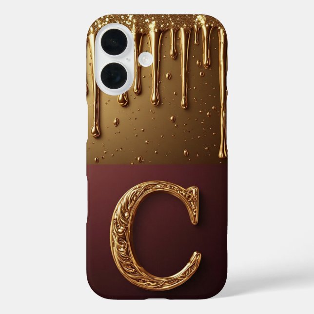 Gold Letter C Monogram With Dripping Metall Case-Mate iPhone Hülle (Rückseite)