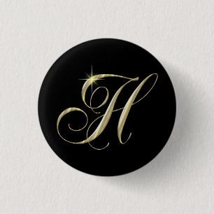 Gold Letter H Monogram Erstgeschenk Button