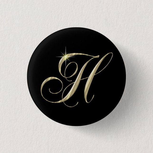 Gold Letter H Monogram Erstgeschenk Button (Vorderseite)