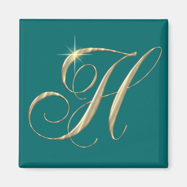 Gold Letter H Monogram Erstgeschenk Magnet (Vorne)