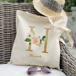 Gold Letter H und Blush Personalisiert Tragetasche