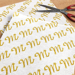 Gold Letter M Monogram Tissue Paper Seidenpapier