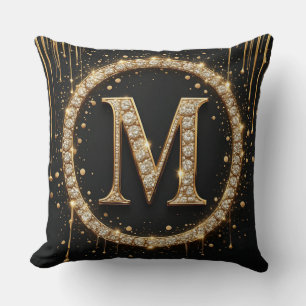 Gold Letter M Monogramm Personalisiertes Anfangsbu Kissen