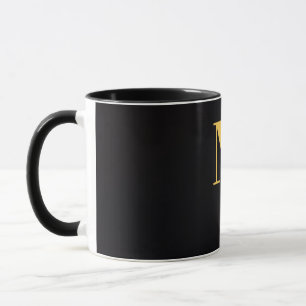 Gold Letter M Schwarze Tasse Minimalistische Mon