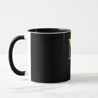 Gold Letter M Schwarze Tasse | Minimalistische Mon