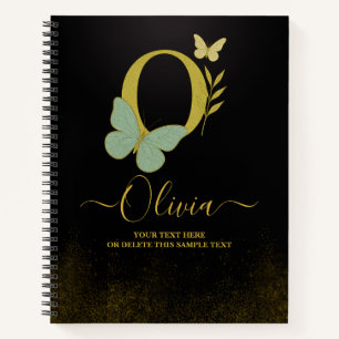 Gold Letter O Butterfly Notebook-Abdeckung Notizbuch