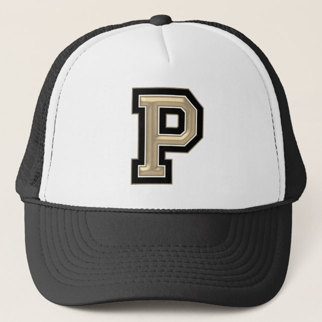 Gold Letter "P" Trucker Hat Truckerkappe (Vorderseite)
