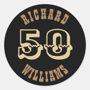 Gold Lettering 50. Geburtstag Gefallen Vielen Dank Runder Aufkleber