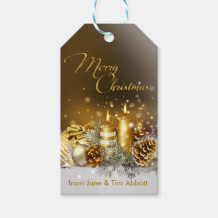 Gold leuchtet frohe Weihnacht-eleganten Feiertag Geschenkanhänger