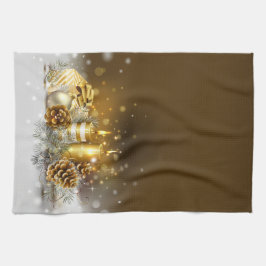 Gold leuchtet Weihnachtselegante Geschirrtuch