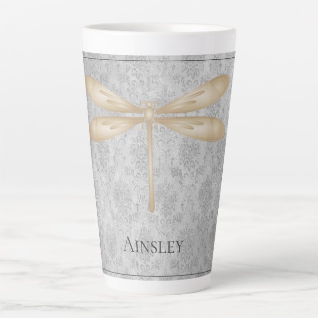 Gold Libellen Damast Milchtasse (Vorderseite)