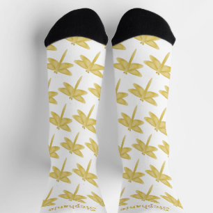 Gold Libellen-Design Socken